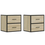 Veggmonterte Nattbord 2 Stk Sonoma Eik 40X31X39,5 Cm