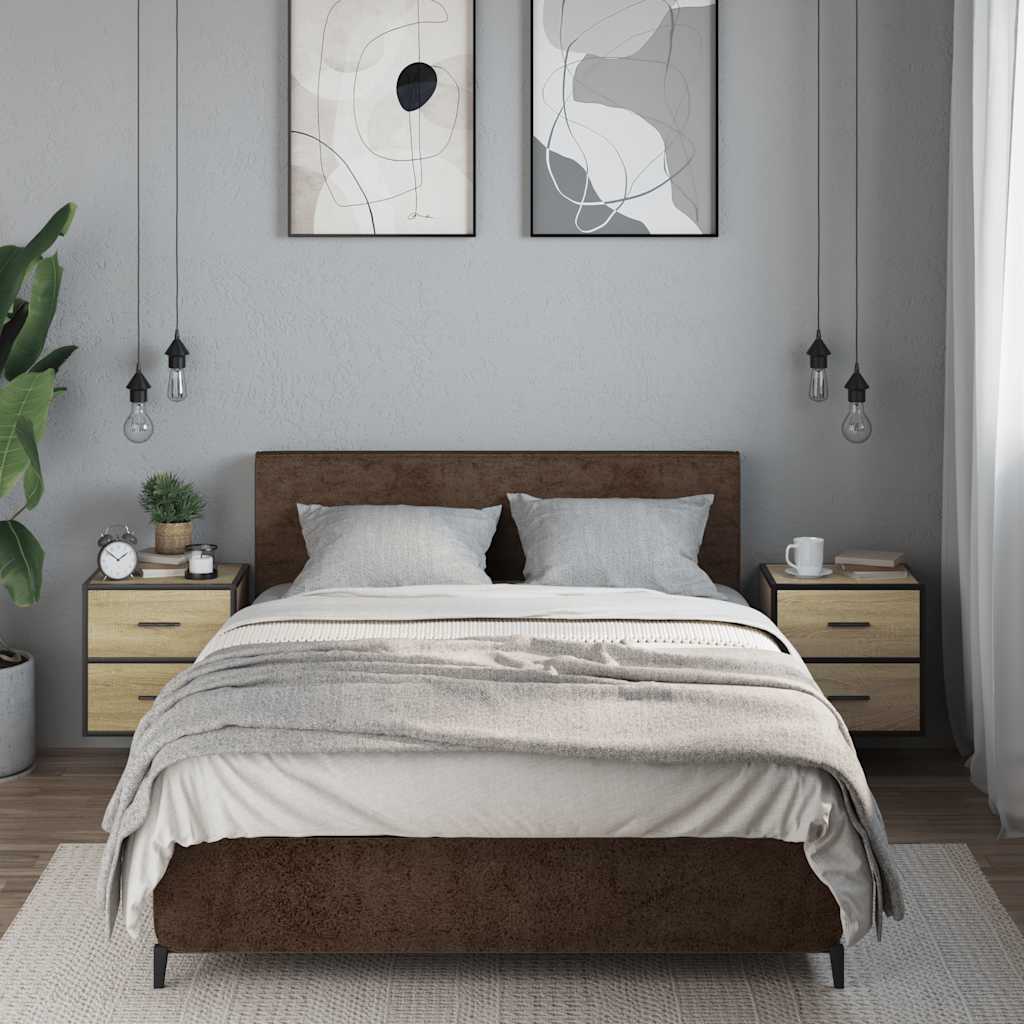 Veggmonterte Nattbord 2 Stk Sonoma Eik 40X31X39,5 Cm
