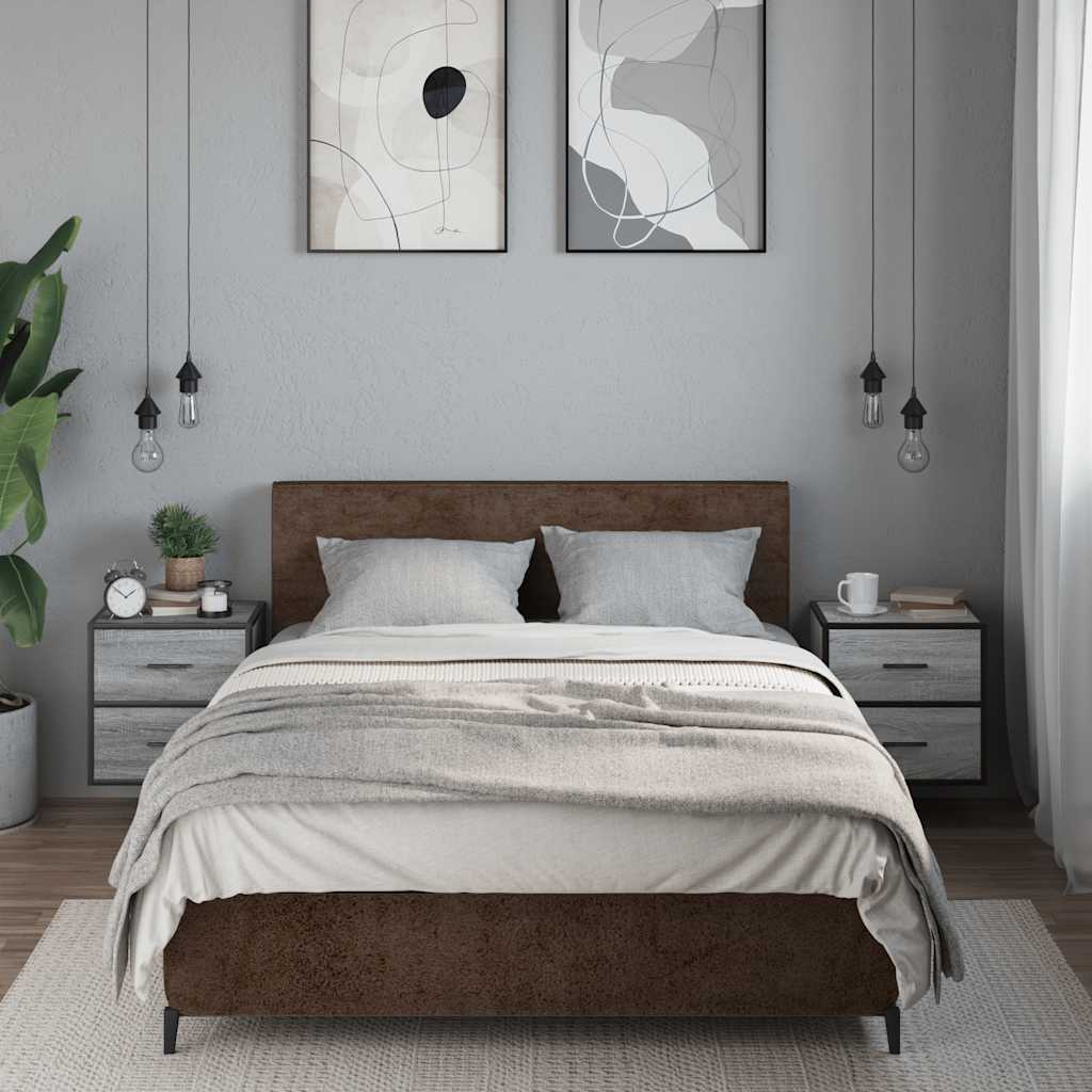 Veggmonterte Nattbord 2 Stk Grå Sonoma 40X31X39,5 Cm