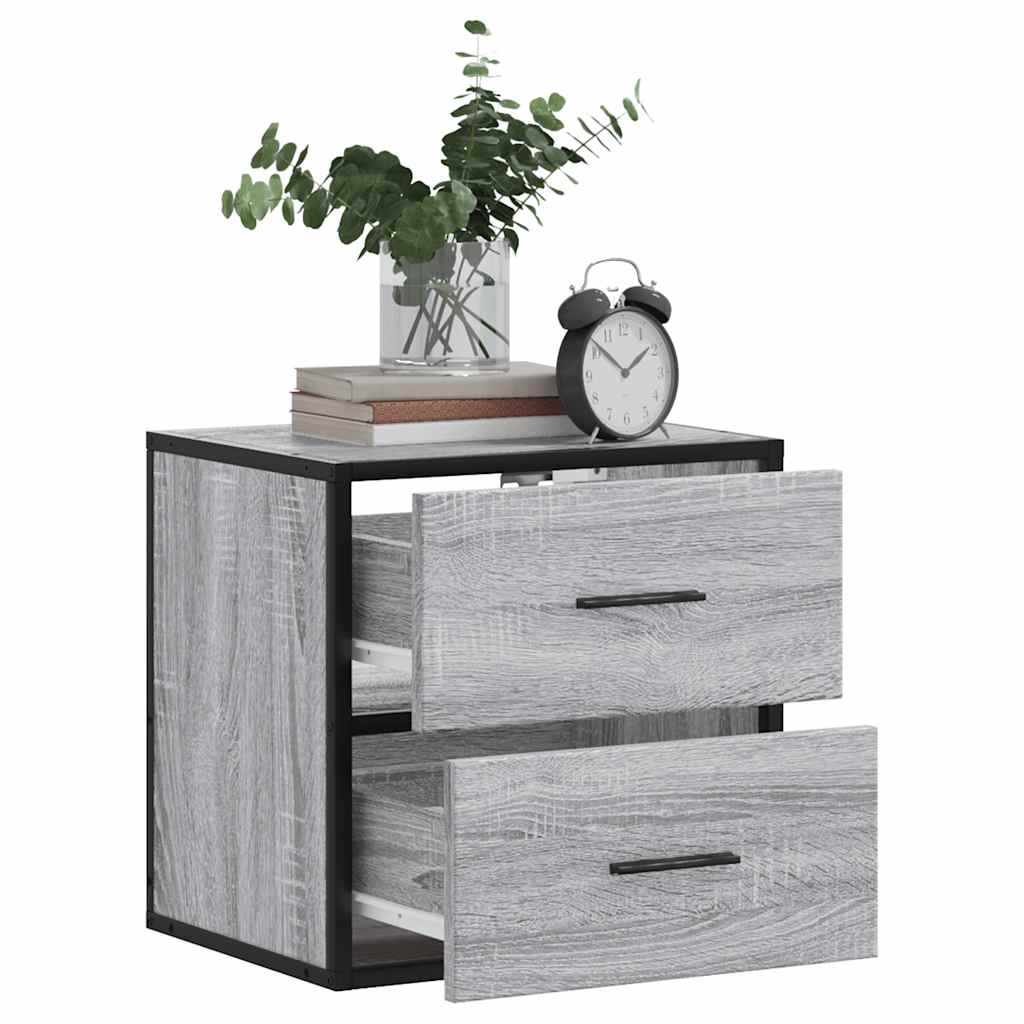 Veggmonterte Nattbord 2 Stk Grå Sonoma 40X31X39,5 Cm