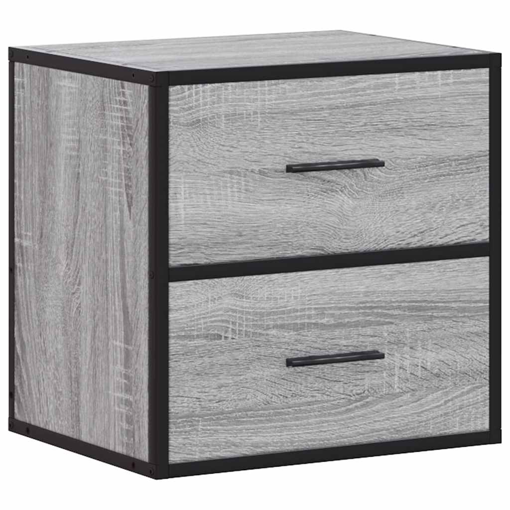 Veggmonterte Nattbord 2 Stk Grå Sonoma 40X31X39,5 Cm