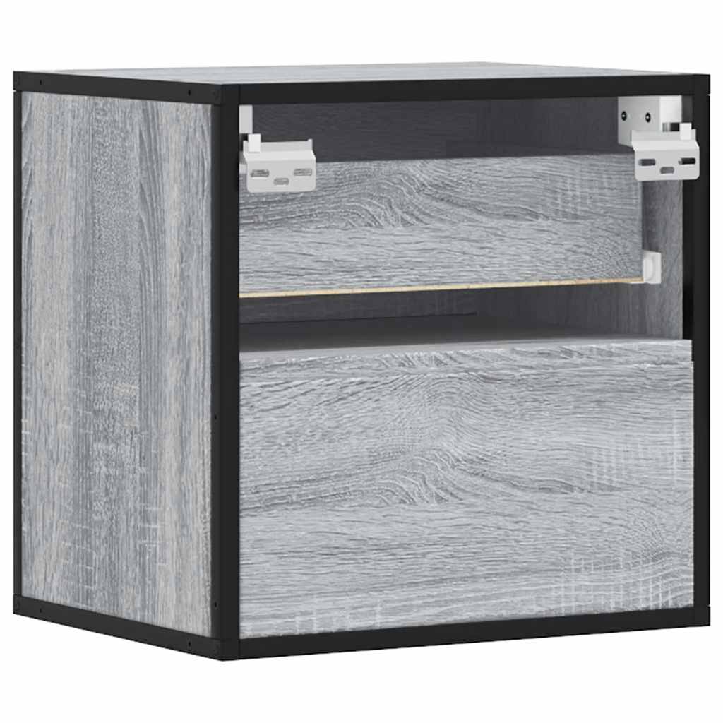 Veggmonterte Nattbord 2 Stk Grå Sonoma 40X31X39,5 Cm