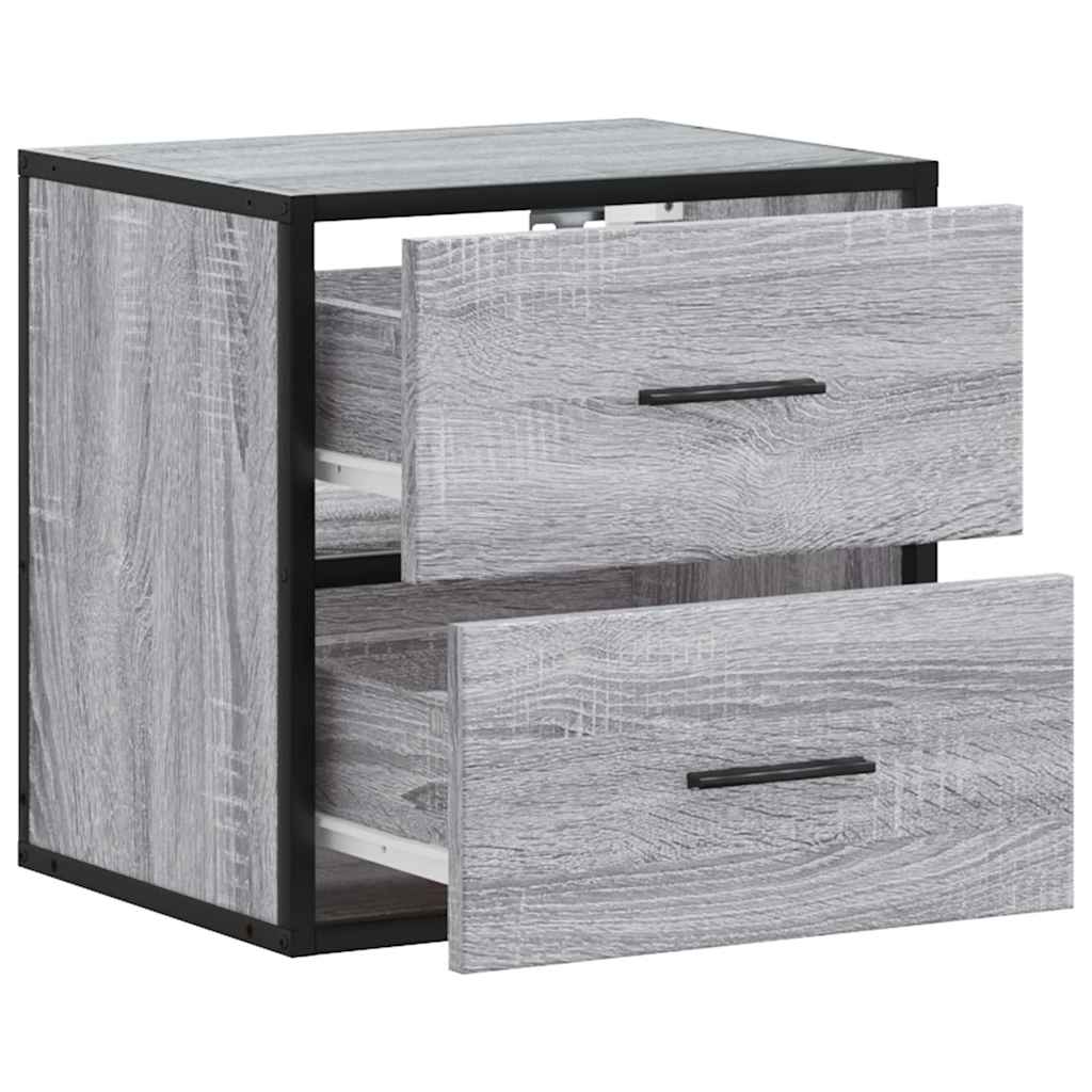 Veggmonterte Nattbord 2 Stk Grå Sonoma 40X31X39,5 Cm