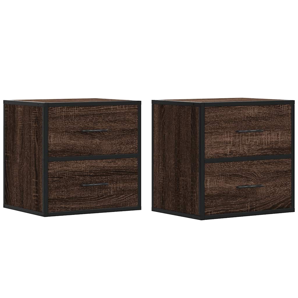 Veggmonterte Nattbord 2 Stk Brun Eik 40X31X39,5 Cm