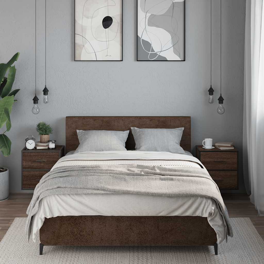 Veggmonterte Nattbord 2 Stk Brun Eik 40X31X39,5 Cm