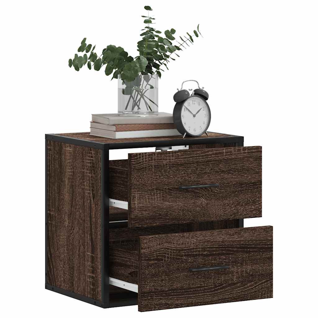 Veggmonterte Nattbord 2 Stk Brun Eik 40X31X39,5 Cm