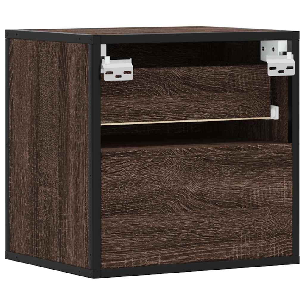 Veggmonterte Nattbord 2 Stk Brun Eik 40X31X39,5 Cm