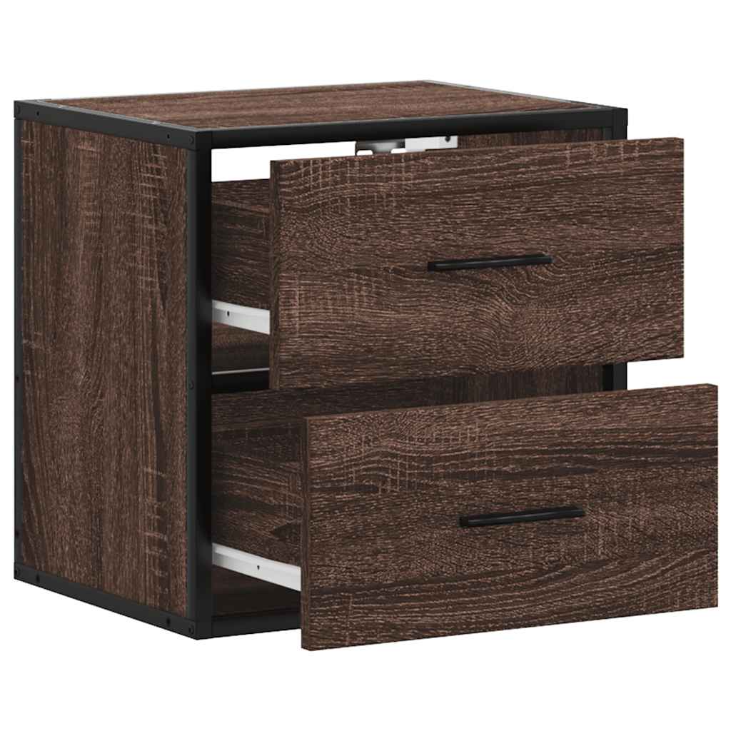 Veggmonterte Nattbord 2 Stk Brun Eik 40X31X39,5 Cm