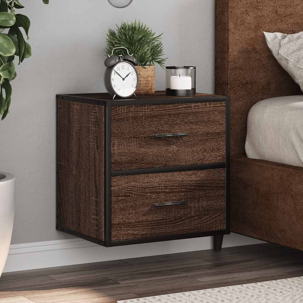 Veggmonterte Nattbord 2 Stk Brun Eik 40X31X39,5 Cm