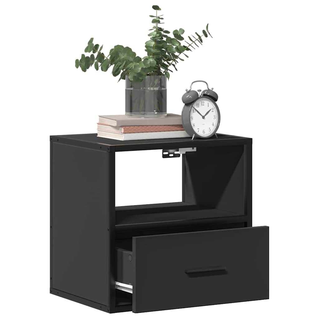 Veggmontert Nattbord Svart 40X31X39,5 Cm