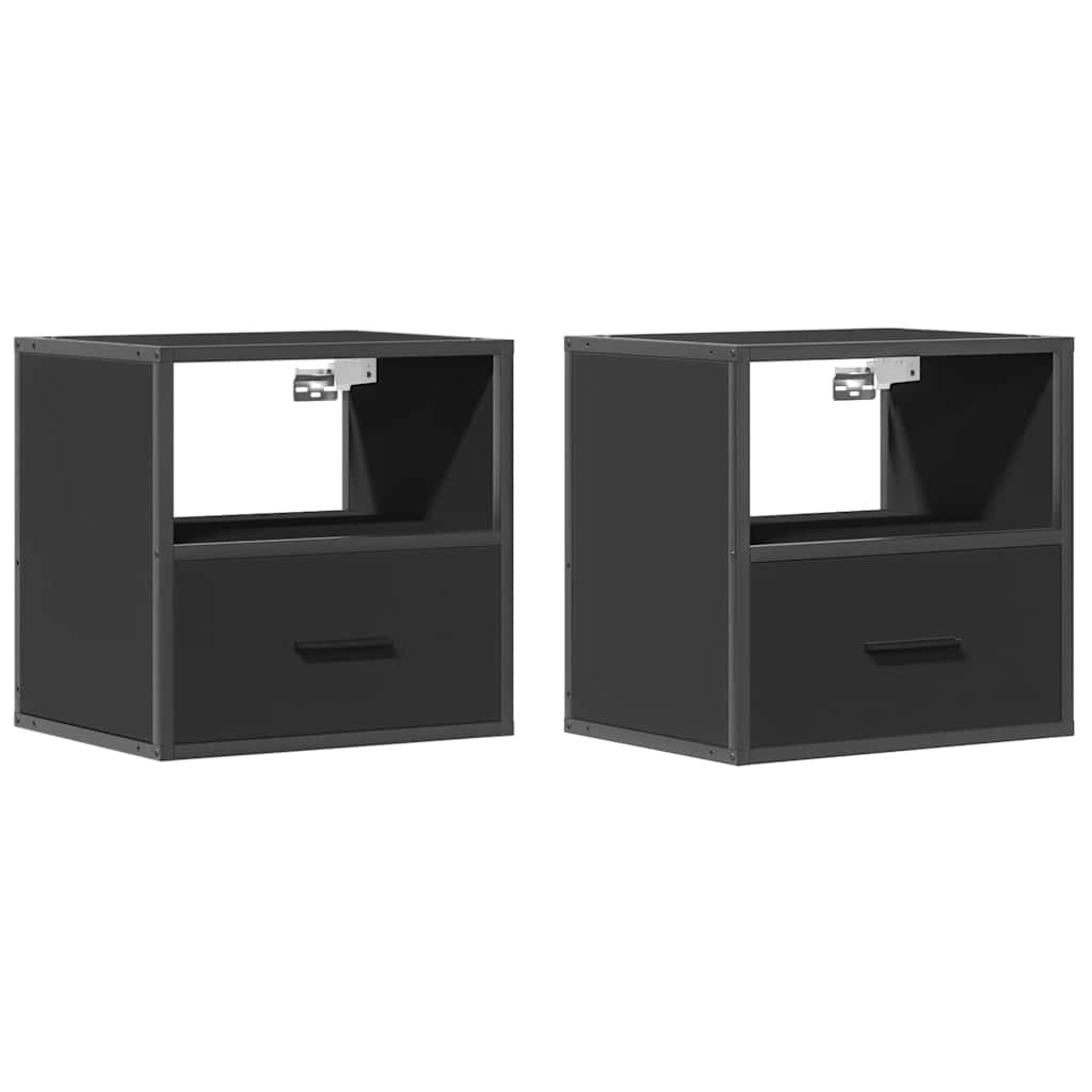 Veggmonterte Nattbord 2 Stk Svart 40X31X39,5 Cm