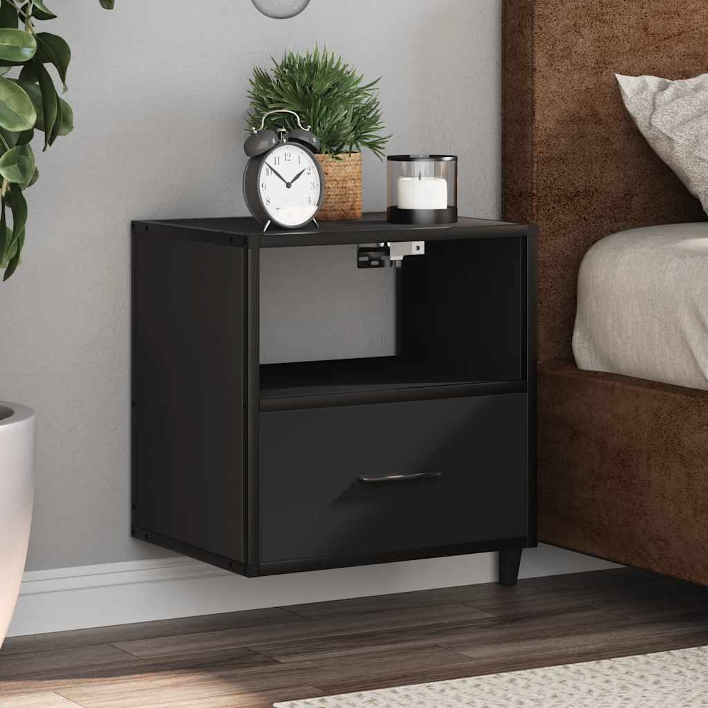 Veggmonterte Nattbord 2 Stk Svart 40X31X39,5 Cm