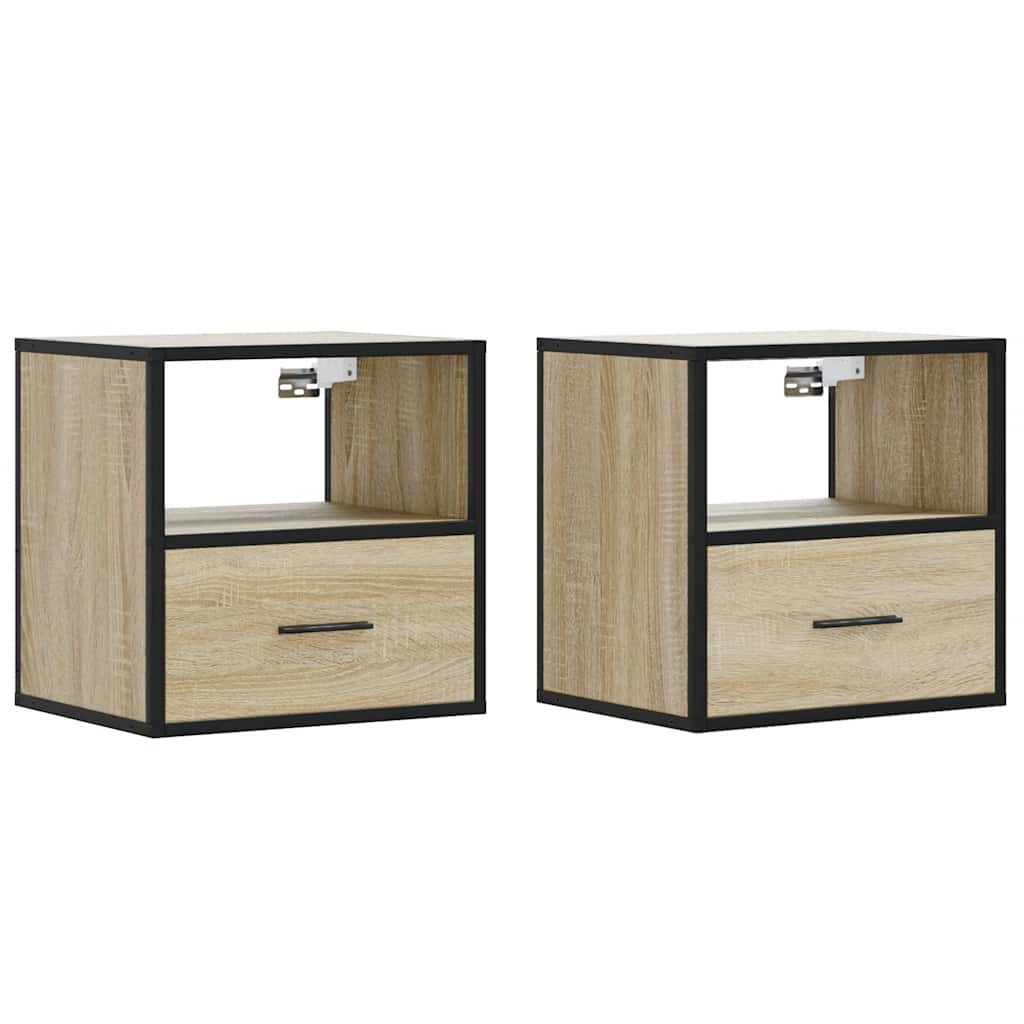 Veggmonterte Nattbord 2 Stk Sonoma Eik 40X31X39,5 Cm