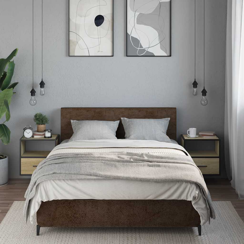 Veggmonterte Nattbord 2 Stk Sonoma Eik 40X31X39,5 Cm