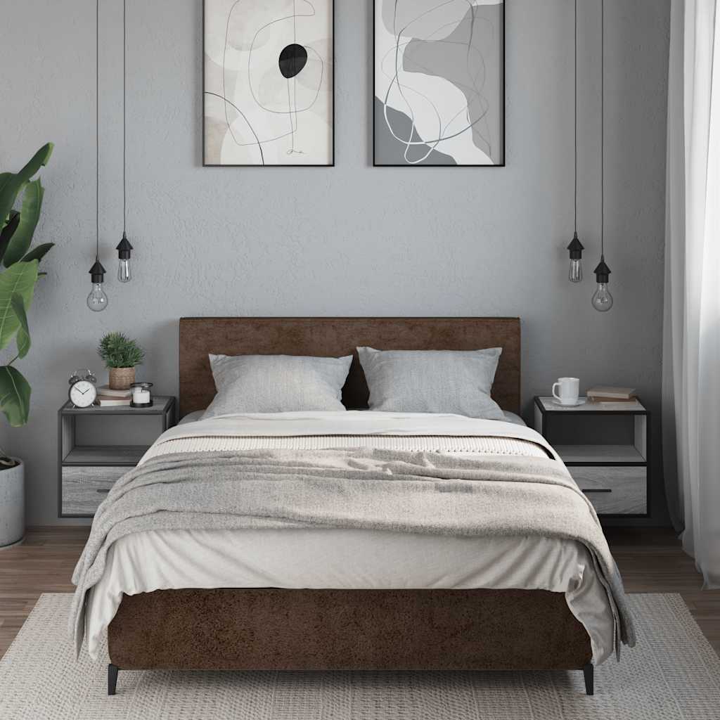 Veggmonterte Nattbord 2 Stk Grå Sonoma 40X31X39,5 Cm