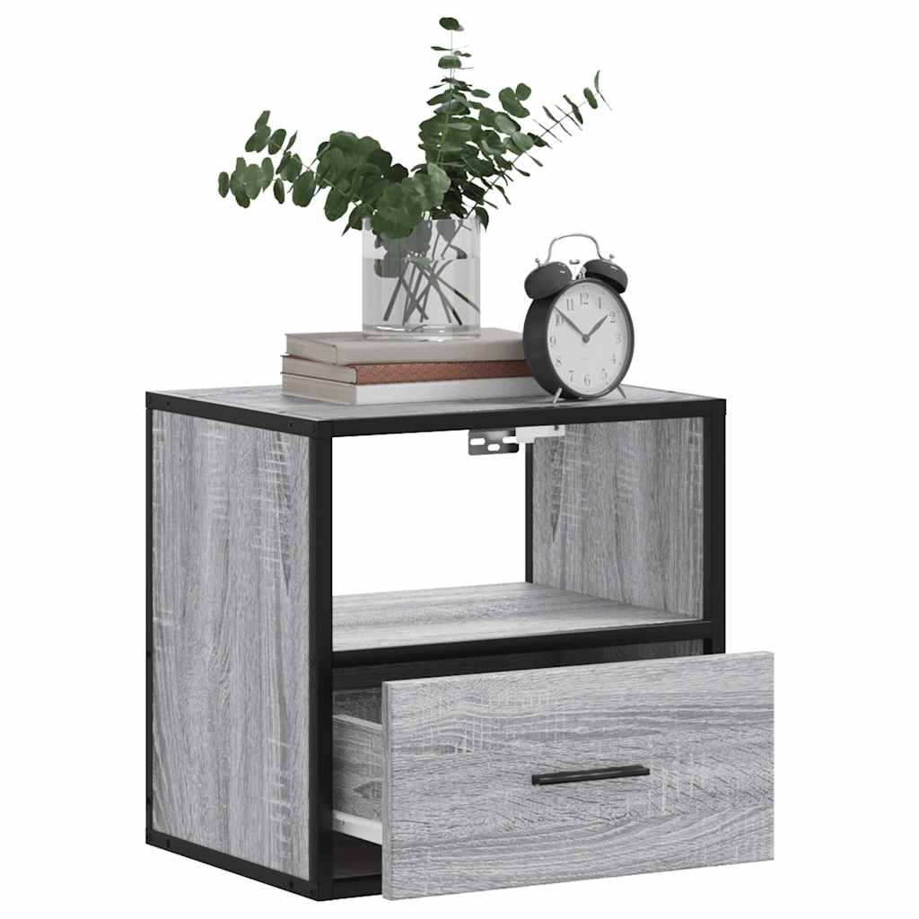 Veggmonterte Nattbord 2 Stk Grå Sonoma 40X31X39,5 Cm
