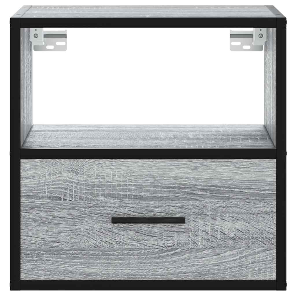 Veggmonterte Nattbord 2 Stk Grå Sonoma 40X31X39,5 Cm