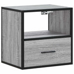 Veggmonterte Nattbord 2 Stk Grå Sonoma 40X31X39,5 Cm