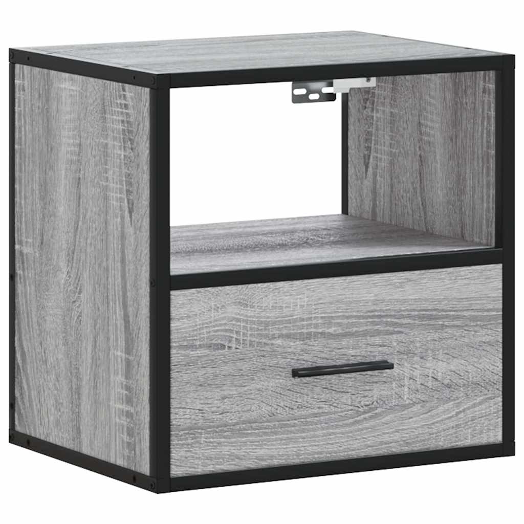 Veggmonterte Nattbord 2 Stk Grå Sonoma 40X31X39,5 Cm