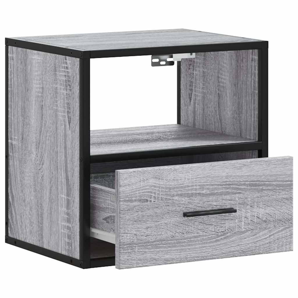 Veggmonterte Nattbord 2 Stk Grå Sonoma 40X31X39,5 Cm