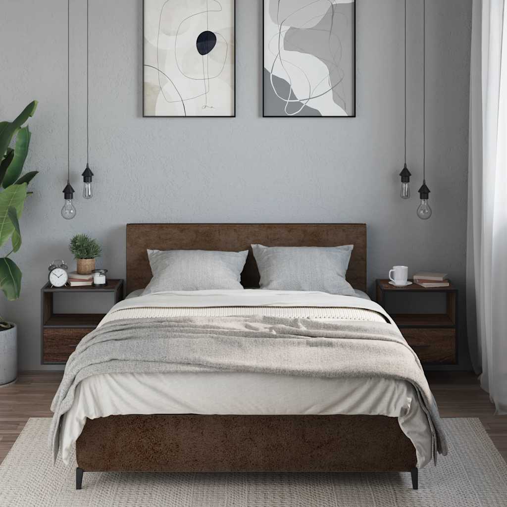 Veggmonterte Nattbord 2 Stk Brun Eik 40X31X39,5 Cm