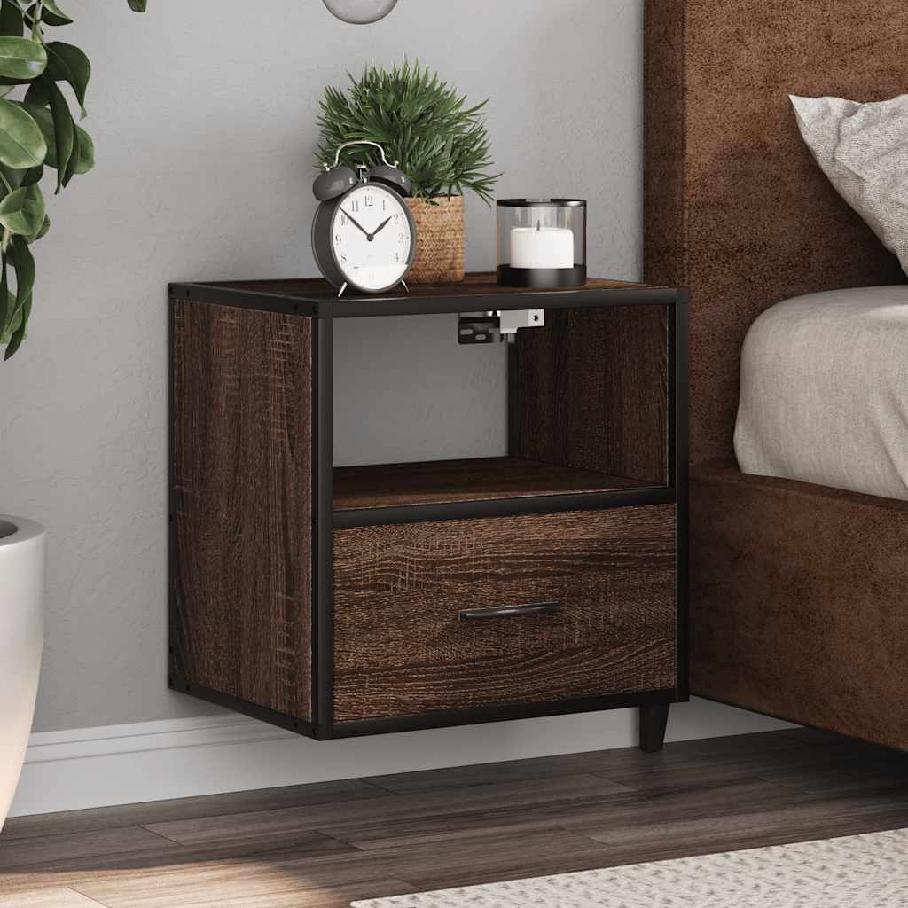 Veggmonterte Nattbord 2 Stk Brun Eik 40X31X39,5 Cm
