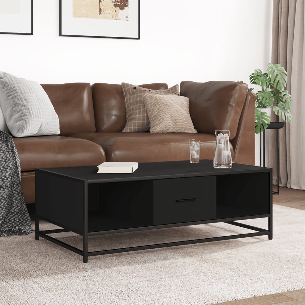 Salongbord Svart 100X57X35 Cm Konstruert Tre Og Metall