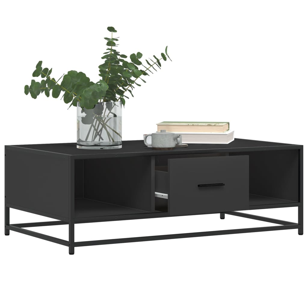 Salongbord Svart 100X57X35 Cm Konstruert Tre Og Metall