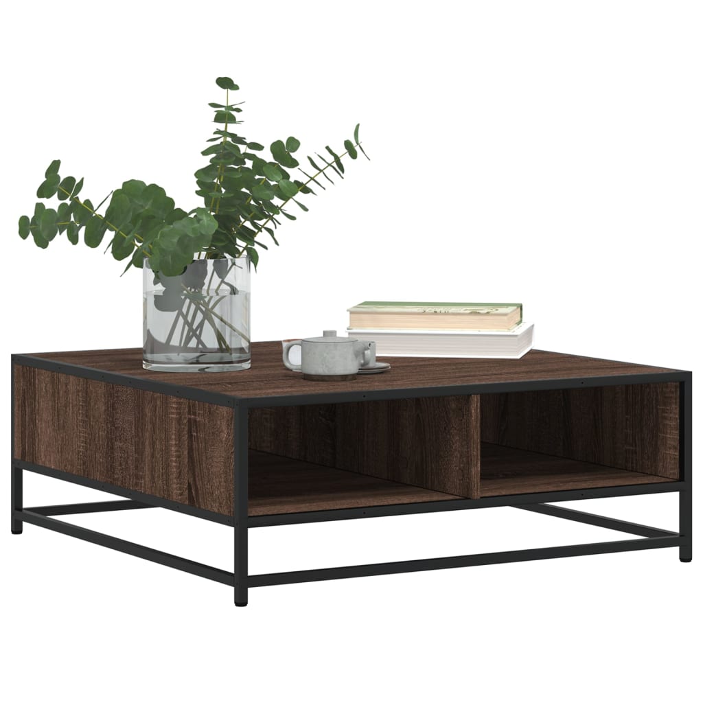 Salongbord Brun Eik 80X80X30 Cm Konstruert Tre Og Metall