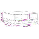 Salongbord Svart 100X100X30 Cm Konstruert Tre Og Metall