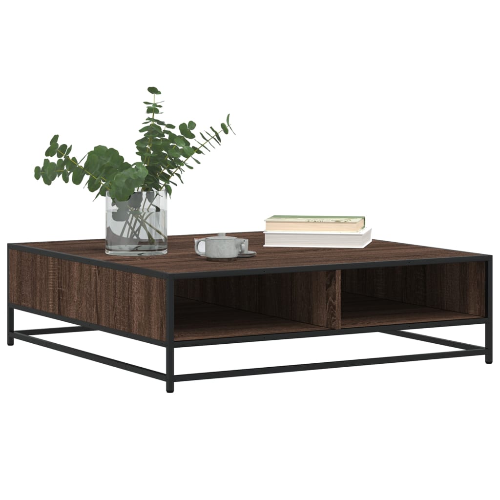 Salongbord Brun Eik 100X100X30 Cm Konstruert Tre Og Metall