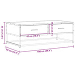 Salongbord Sonoma Eik 100X50X35 Cm Konstruert Tre Og Metall