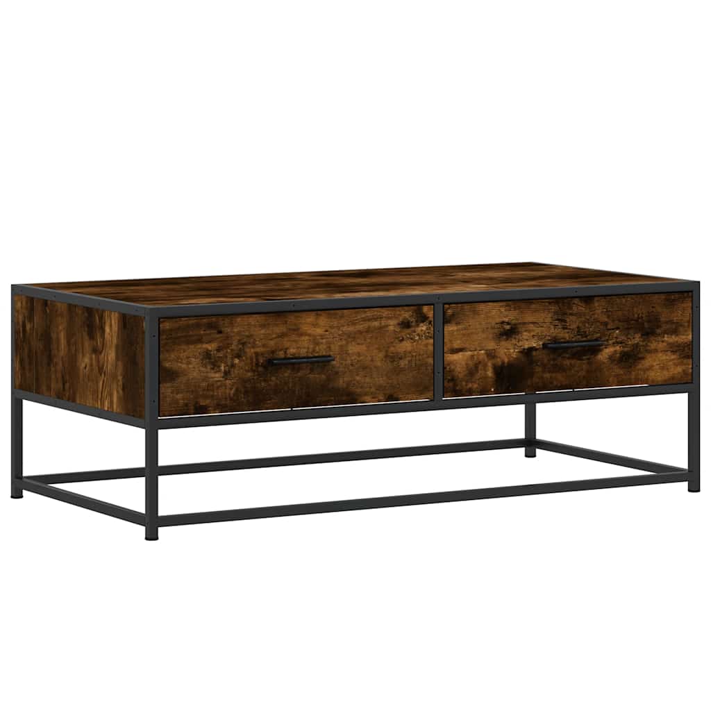 Salongbord Røkt Eik 100X50X35 Cm Konstruert Tre Og Metall