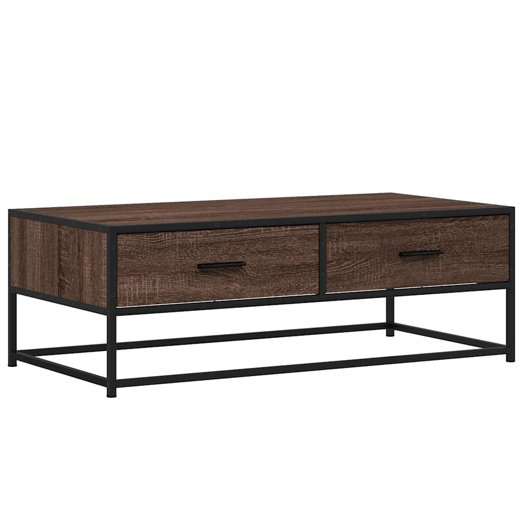 Salongbord Brun Eik 100X50X35 Cm Konstruert Tre Og Metall