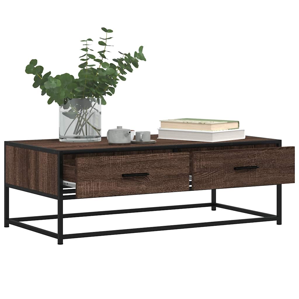 Salongbord Brun Eik 100X50X35 Cm Konstruert Tre Og Metall
