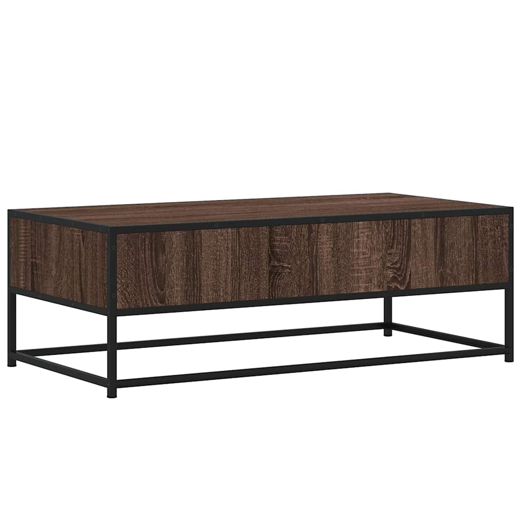 Salongbord Brun Eik 100X50X35 Cm Konstruert Tre Og Metall