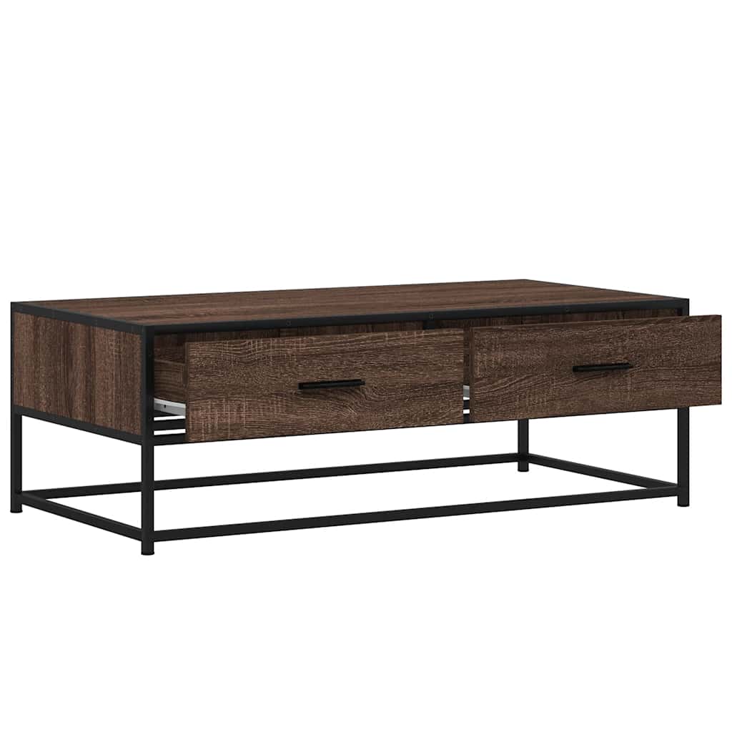 Salongbord Brun Eik 100X50X35 Cm Konstruert Tre Og Metall