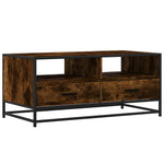 Salongbord Røkt Eik 100X50X45 Cm Konstruert Tre Og Metall
