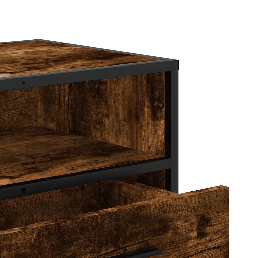 Tv-Benk Røkt Eik 100X34,5X40 Cm Konstruert Tre Og Metall