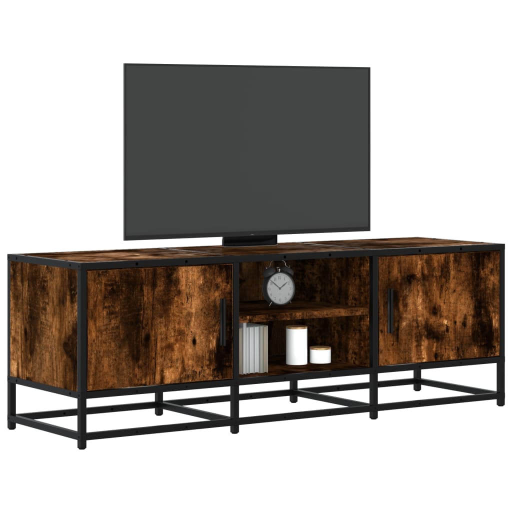 Tv-Benk Røkt Eik 120X35X41 Cm Konstruert Tre Og Metall