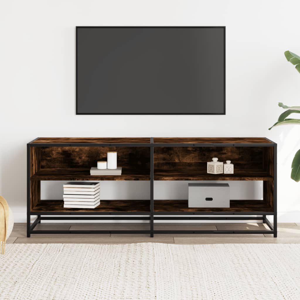 Tv-Benk Røkt Eik 120,5X40X46 Cm Konstruert Tre Og Metall