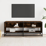 Tv-Benk Røkt Eik 120,5X40X46 Cm Konstruert Tre Og Metall