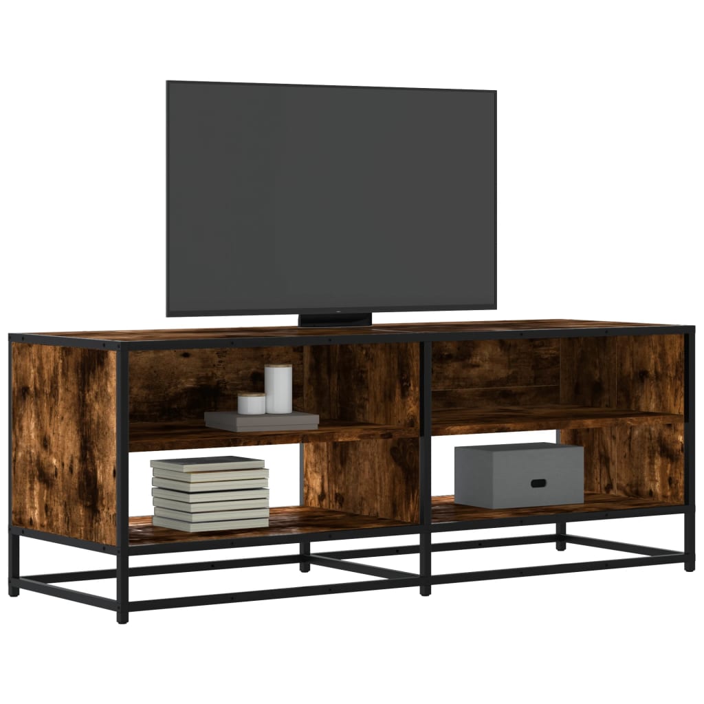 Tv-Benk Røkt Eik 120,5X40X46 Cm Konstruert Tre Og Metall
