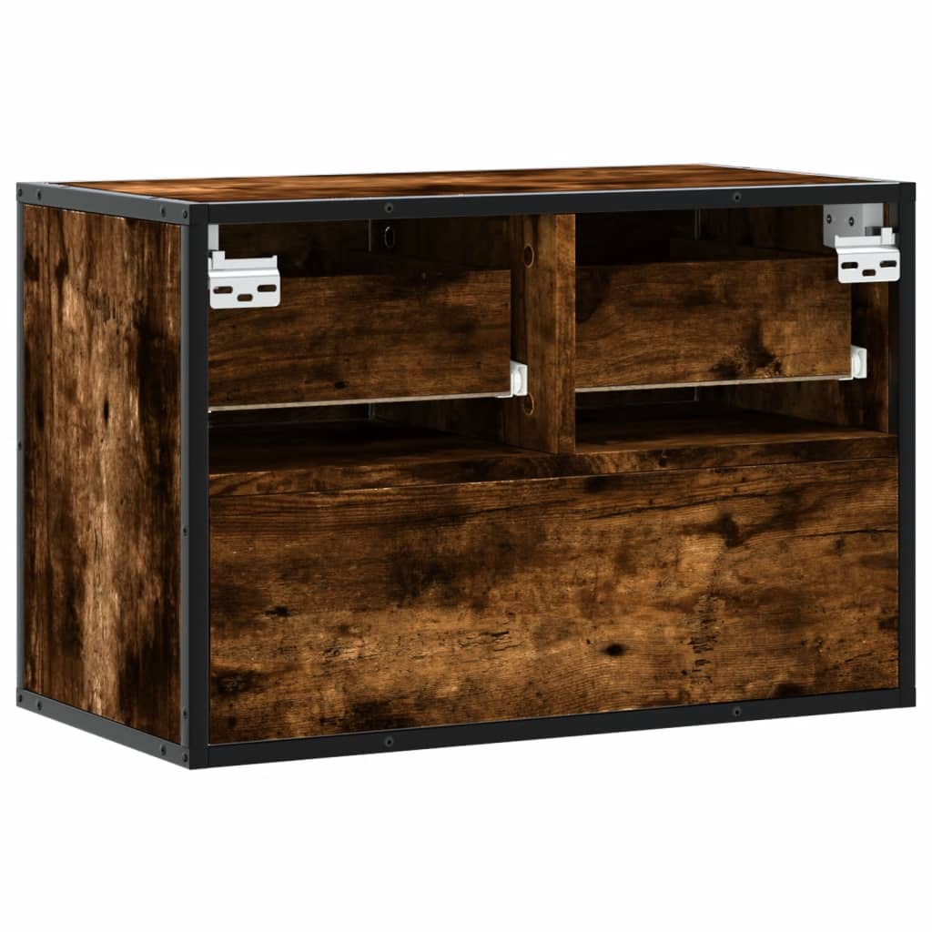 Tv-Benk Røkt Eik 60X31X39,5 Cm Konstruert Tre Og Metall
