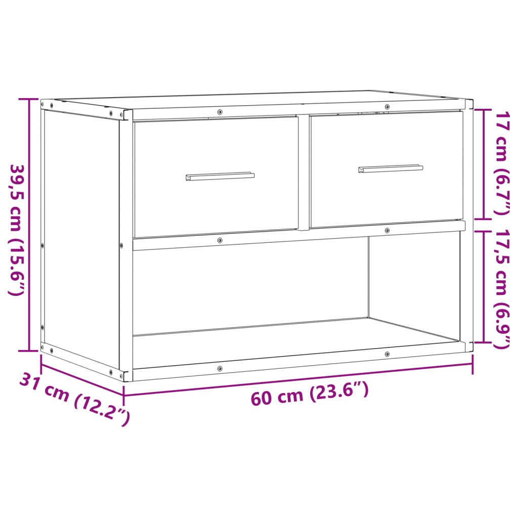 Tv-Benk Røkt Eik 60X31X39,5 Cm Konstruert Tre Og Metall
