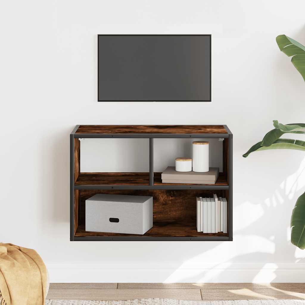 Tv-Benk Røkt Eik 60X31X39,5 Cm Konstruert Tre Og Metall