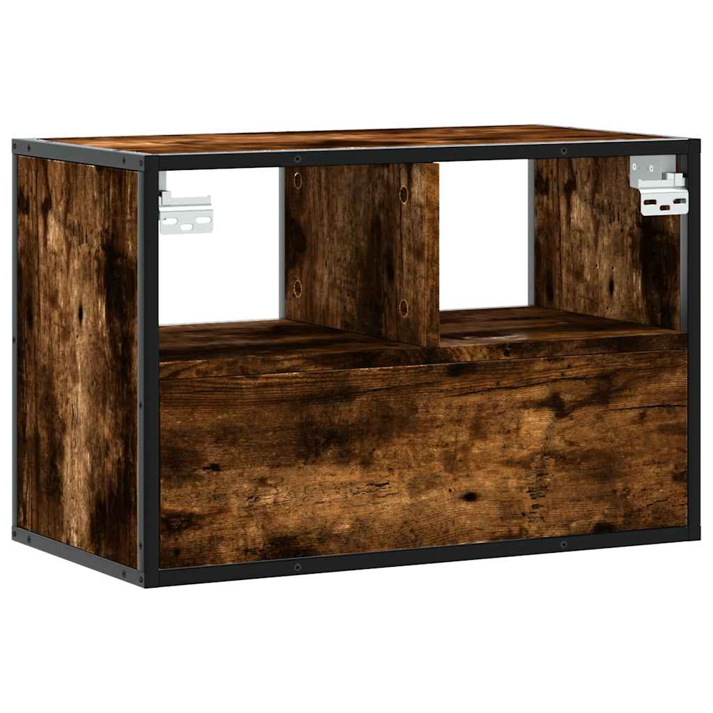 Tv-Benk Røkt Eik 60X31X39,5 Cm Konstruert Tre Og Metall