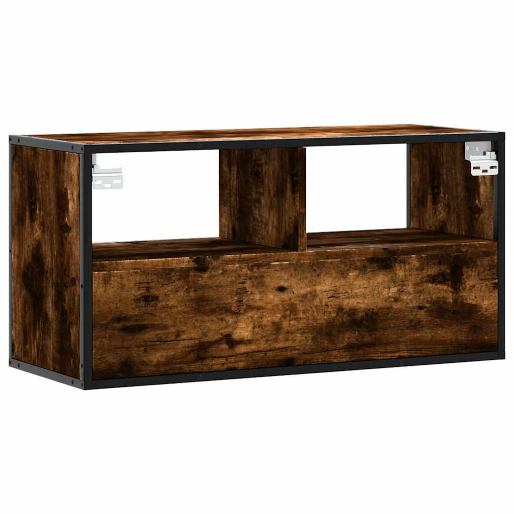 Tv-Benk Røkt Eik 80X31X39,5 Cm Konstruert Tre Og Metall