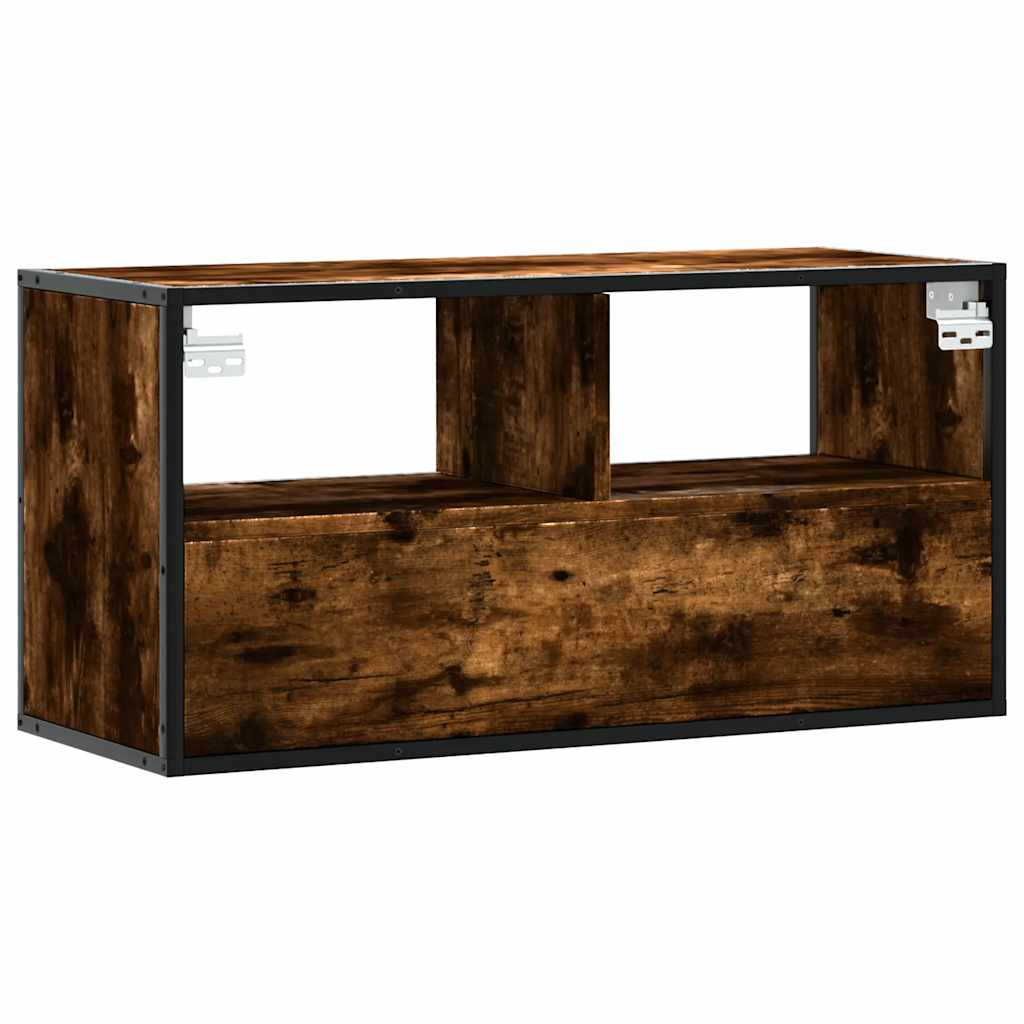 Tv-Benk Røkt Eik 80X31X39,5 Cm Konstruert Tre Og Metall