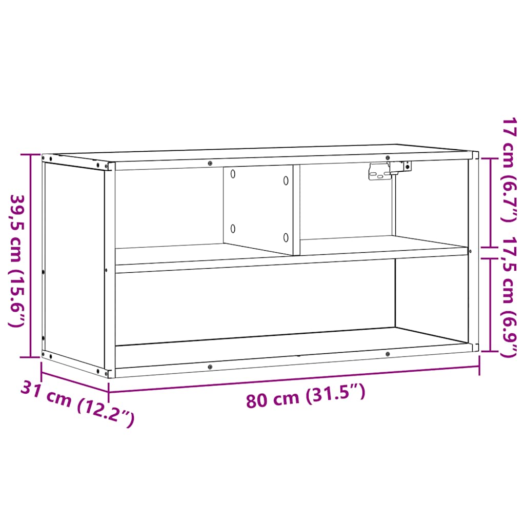 Tv-Benk Røkt Eik 80X31X39,5 Cm Konstruert Tre Og Metall